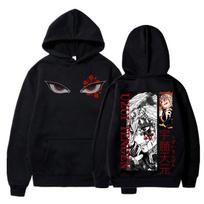 Demon Slayer Anime Eyes Cosplay Megztiniai Laisvalaikio unisex Moterys Uzui Tengen Ilgomis rankovėmis Madingi Negabaritiniai megztiniai Gatvės drabužiai XL black
