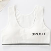 Cotton Letter Printed Girls Soldi Color Underwear Teens Kids Summer Bras One Size beige