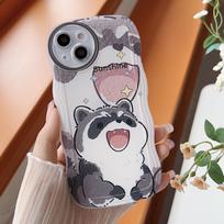 Skaidrus Wave Edge dažytas silikoninis dėklas, skirtas Xiaomi Redmi Note 10 11 12 iPhone 15 14 13 Samsung A14 A24 A34 A54 Funda mielas animacinis kačių anties dangtelis Infinix Hot 10 (X682) brown