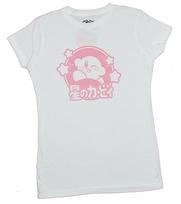 Kirby Girls Juniors T-Shirt Pink Image Of Kirby And Kanji S white