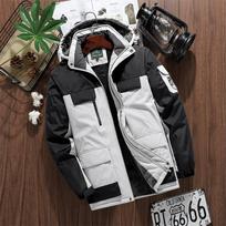 Prekinis ženklas Winter Parkas Vyriškas šiltas storas vėjui atsparus striukė Vyriškas kokybiškas kelių kišenių paltas su gobtuvu Vyriški vandeniui atsparūs viršutiniai drabužiai M -9xl 9XL black