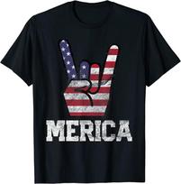 Merica Rokas Ženklas Liepos 4-oji Vintažinė Amerikos Vėliava Retro JAV Unisex Marškinėliai S
