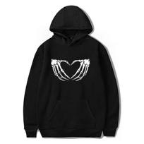 Fashion New Skull Skeleton Hand Heart Hoodies Print Unisex Women Hoodie Streetwear Hooded Sweatshirts Pullover Unisex Tops Clothing 4XL white