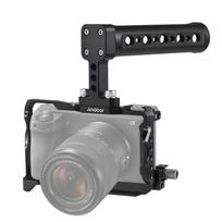 Andoer Kameros dėklas + viršutinės rankenos komplektas iš aliuminio lydinio fotoaparato vaizdo kameros dėklas su magnetinio veržliarakčio anga šalta with top handle juoda