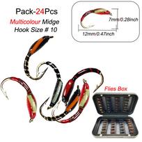 24 vnt./dėžutėje Įvairios epoksidinės nimfos muselės Midge Hegene Trout žuvies upėtakių muselinės žvejybos masalas dirbtiniai masalai 24Pcs/Set(With Flies Box)