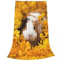 Guinea Pig Flowers Blankets Velvet Print Animal Cute Multifunction Lightweight  Throw Blanket for Home Travel Plush Thin Quilt 100x125cm (40x50inch)