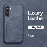 KEYSION Luxury Leather Case for Samsung S24 Ultra 5G S24+ Plus Silicone+PC Shockproof Phone Cover for Galaxy S23 Ultra S23 FE 5G for Galaxy S24 mėlyna
