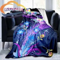 Spalvota drugelis Four Seasons gėlių flanelinė antklodė šilta minkšta pliušinė sofa-lova, svaidoma pūkuota 75x90cm blue