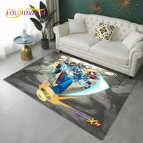 Megaman Cartoon Rockman Retro Games Carpet Rug for Home Living Room Bedroom Sofa Doormat Decor,Child Area Rug Non-slip Floor Mat 40cm x 60cm blue