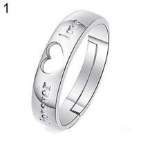 Padengta Forever Love reguliuojama cirkonio širdies žiedo pora Mens white