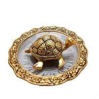Brass, Glass Feng Shui Tortoise On Plate Showpiece 13.97 cm beige