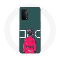 Coque pour Oppo A74 5G Squid Game Soldat Rouge avec Masque Cercle Fond Vert žalia