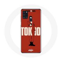 Coque Samsung Galaxy A21S La casa de papel Tokyo Fanart logo Fond Rouge raudona