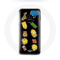 Coque Samsung Galaxy S9 Les Simpson autocollants fond noir juoda