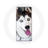 Coque Samsung Galaxy A21S Husky Blanc de Sibérie Yeux Bleus balta