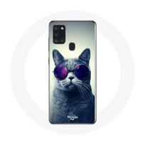 Coque Samsung Galaxy A21S Chat Lunettes Style
