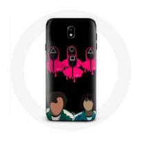 Coque pour Samsung Galaxy j7 2017 Squid Game Seong Gi hun et Kang Sae Byeok Masques Triangle carré e