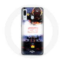 Coque pour Samsung Galaxy A40 Formule 1 Max Verstappen Pilote de F1 noir rouge et jaune juoda