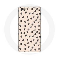Coque pour Huawei P8 Lite Fond de texture abstraite coeurs noirs