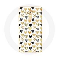 Coque pour Huawei Mate 8 Fond de texture abstraite coeurs noir jaune et gris