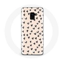 Coque pour Samsung Galaxy A8 Plus Fond de texture abstraite coeurs noirs
