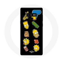 Coque pour Samsung Galaxy Note 9 Les Simpson autocollants fond noir