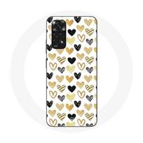 Coque pour Xiaomi Redmi Note 11S Fond de texture abstraite coeurs noir jaune et gris
