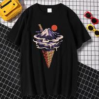 Harajuku Fuji Flavor Ice Cream Graphic T Shirt Women Unisex Summer Casual Tops Cute Clothes Kawaii Clothing Retro T Shirt Shirts 4XL black