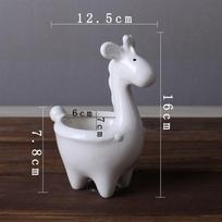 Kawaii Giraffe vazonas sultingas vazonas Keraminis stalinis vazonas vazonas Bonsai meno vaza Namų dekoras Biuro apdaila Sodo reikmenys augalų vazonams balta