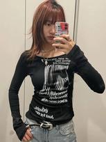 Marškinėliai su užrašu moterims, liekninantys trumpinti topai ilgomis rankovėmis, Y2k estetiniai grunge marškinėliai, gatvės apranga, Harajuku marškinėliai S juoda