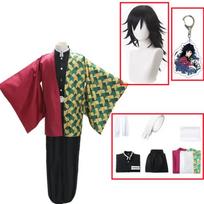 Anime Demon Slayer Kimetsu No Yaiba Tomioka Giyuu Cosplay Kostiumai Moteriški Kimono Uniforma Drabužiai Perukas Suaugusiesiems Vaikų Helovino vakarėlis L-(Full set+wig)