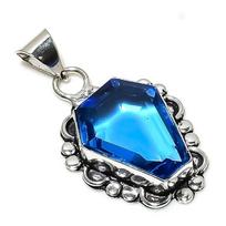 Natural Swiss Blue Topaz Gemstone 925 Sterling Silver Gift Pendant 1.77  g8P42