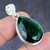 Natūralus peridoto brangakmenis Rankų darbo 925 svarų sterlingų sidabro papuošalo pakabukas 1,58  N0Q13 black