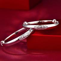 999 Auspicious Cloud Blessing Character Push Pull Smooth Face Bracelet Baby Children's Full Moon One Year Old Adjustable size sidabras