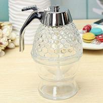 WTEMPO Press Type Honey Jar Seasoning Jam Jar Honey Distribution Jar Mixer Syrup Juice Squeeze Bottle Funnel Honey Pot 200ml skaidri