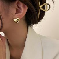 Minimalist Silver Color Heart Stud Earrings For Women Trendy Elegant Jewelry auksas