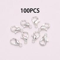 100pcs/set 1.4CM DIY Jewelry Accessories, Alloy Lobster Clasp, Necklace Bracelet Connection Buckle, High-quality Electroplated Keychains 1.4cm balta