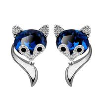 Cute Cartoon Fox Shape Rhinestone Ear Studs Earrings Women Jewelry Gift sidabras