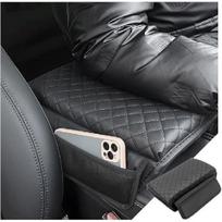 Car Armrest Cushion, Carbon Fiber Leather Auto Center Console Pad, Memory Foam Armrest Box with Storage Bag, Hand Rest Pillow with Organizer Pockets, juoda