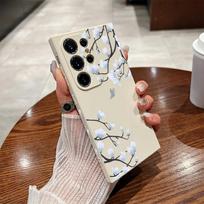 For Samsung S24 S23 S22 Ultra S21 S20 FE A15 A55 A54 A53 A52 A34 A14 A13 Phone Cover Shockproof Soft TPU Slim Flower Print Case Samsung A53 5G smėlis