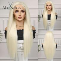 13ALAN EATON Nėriniai priekiniai perukai 613 HD Blonde Sintetinis ilgas banguotas perukas su kūdikio plaukais moterims Cosplay didelio tankio plaukų perukas beige