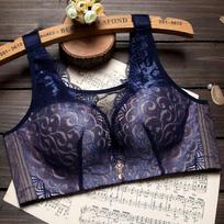 Sexy lace bra large size thin sexy lingerie without steel ring gathered adjustment underwear women 95C gray