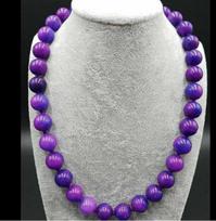 10mm purple cherubite Gemstone Round Beaded Necklace 18