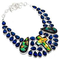 Natural Ammolite, Topaz Gemstone 925 Sterling Silver Jewelry Necklace 18  f2m37