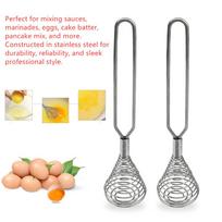 Stainless Steel Rotating Hand Press Whisk Whip Mixer  Beater  Tools sidabras