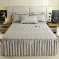 Lovos sijono stiliaus lovatiesė Šilkinė vata, paminkštinta stora languota paklodė 45 cm aukšto krašto vientisos spalvos čiužinio apsauginis užvalkalas bed skirt 120x200cm gray