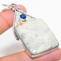 Natural Maligano Jasper, Blue Topaz 925 Sterling Silver Pendant 2.68  Z9A98