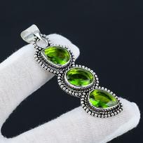 Peridoto pakabukas, 925 svarų sterlingų sidabro pakabukas su brangakmeniu, Peridoto brangakmenio papuošalai, Rankų darbo dovanos, Rankų darbo papuošalai dovanoms Papuošalai jai 2.55 žalia
