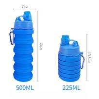 Silikoninis Sulankstomas Vandens Puodelis Lauko Alpinizmui Kelionėms Nešiojamas Sportinis Ištraukiamas Virdulys Verslo Dovana Vandens Butelis 500ml1PCS blue