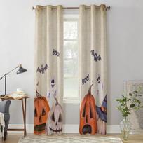 Halloween Pumpkin Bat Curtains for Bedroom Living Room Window Curtain Treatments Blinds Kitchen Home Decor Drapes 135W x 60H(cm) x1 beige